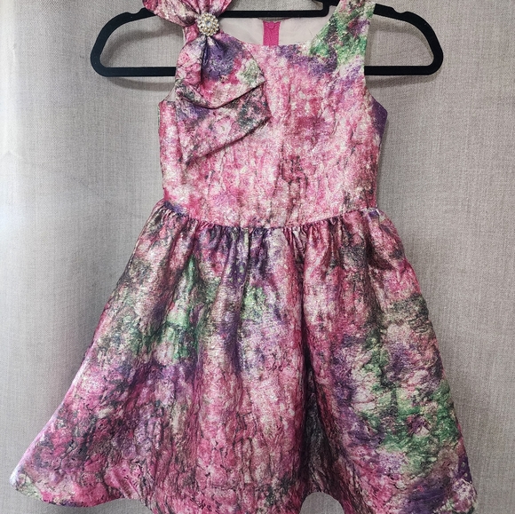 Rare Editions Big Bow Shoulder Fancy Party Dress Puffy Pastel  - Girls Size 6X. - Picture 4 of 9